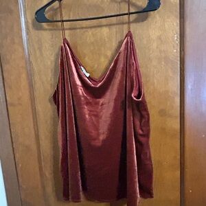 Maurices Rich Burnt Orange Satin Cowl Neck Camisole/tank